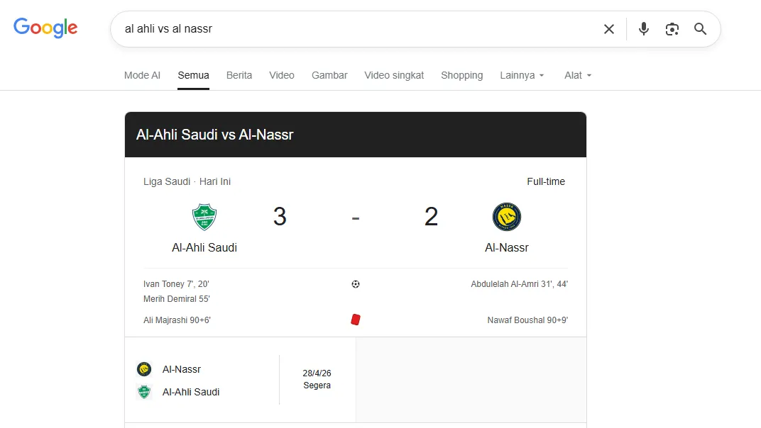 Hasil Liga Arab Saudi 2026: Al Nassr Takluk 3-2 di Markas Al Ahli, Rekor Unbeaten Cristiano Ronaldo Terhenti